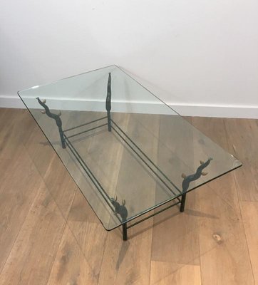 French Wrought Iron Coffee Table with Tree Branches, 1970s-BA-766249