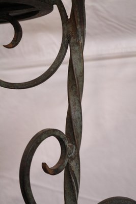 French Wrought Iron & Glass Floor Lamp, 1950s-RIU-589437