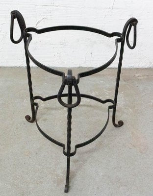 French Wrought Iron Side Table with Removable Copper Trays, 1960s-RIU-1425748