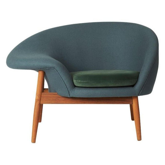 Fried Egg Left Lounge Chair Petrol in Forest Green by Warm Nordic