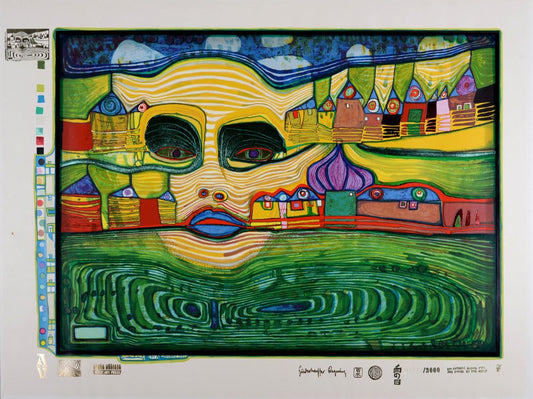 Friedensreich Hundertwasser, Irinaland Über Dem Balkan: Plate 7, 1970-72, Original Screenprint