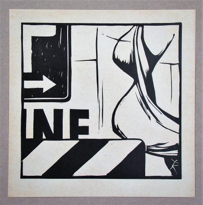 Fritz Köthe, Untitled, 1966, Original Linoleum Engraving-KHH-1333750