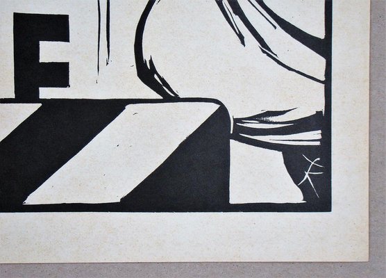 Fritz Köthe, Untitled, 1966, Original Linoleum Engraving-KHH-1333750