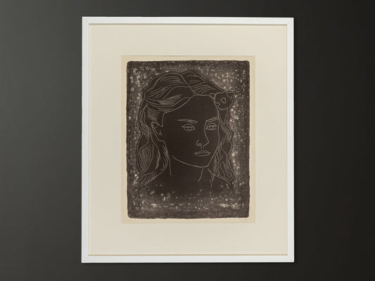 Fritz Kronenberg, Girl with Flower in Her Hair, 1950, Black & White Lithograph, Framed