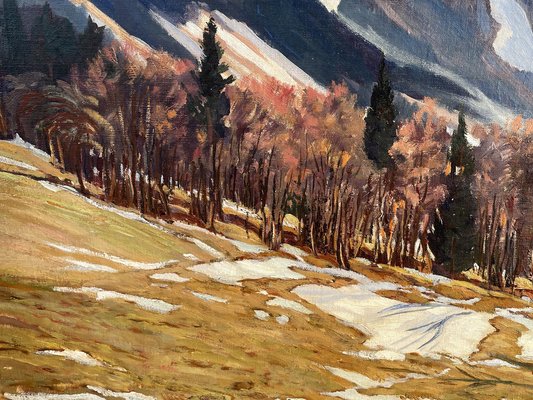 Fritz Schwaiger, April in the Mountains, 1920s, Oil on Canvas-BGS-1807243