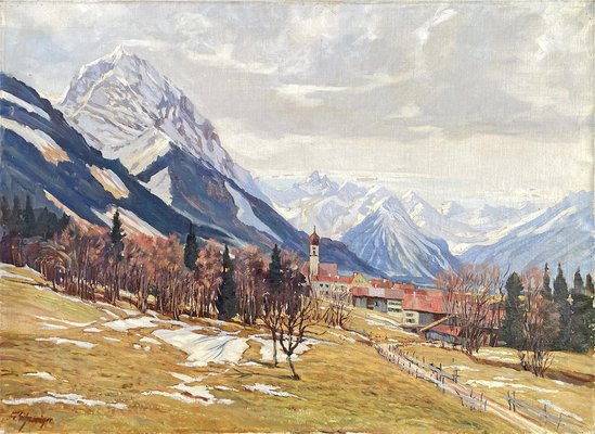 Fritz Schwaiger, April in the Mountains, 1920s, Oil on Canvas-BGS-1807243