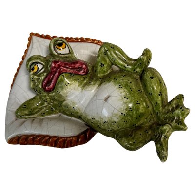 Frog Sculpture Figurine in Glazed Rerra Cotta from Ceccarelli, Italy, 1960s-UR-2039404