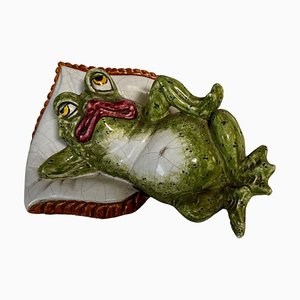 Frog Sculpture Figurine in Glazed Rerra Cotta from Ceccarelli, Italy, 1960s-UR-2039404