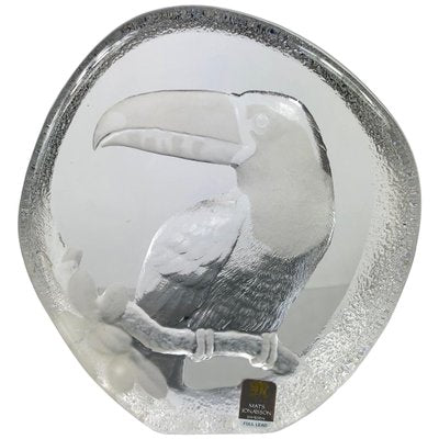 Frosted Crystal Glass Seal Toucan Paperweight Sculpture from Mats Jonasson, 1980s-LYQ-1171761