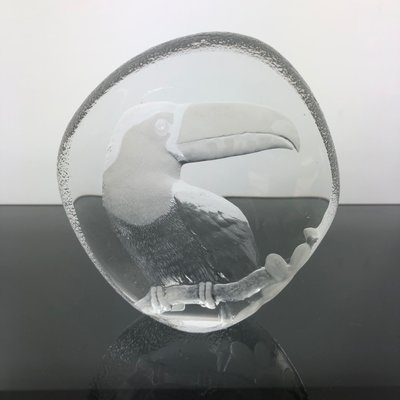 Frosted Crystal Glass Seal Toucan Paperweight Sculpture from Mats Jonasson, 1980s-LYQ-1171761