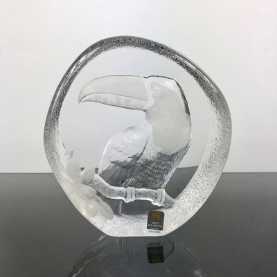 Frosted Crystal Glass Seal Toucan Paperweight Sculpture from Mats Jonasson, 1980s-LYQ-1171761