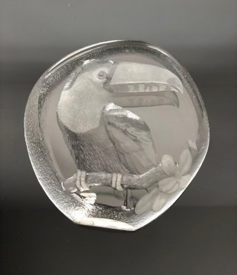 Frosted Crystal Glass Seal Toucan Paperweight Sculpture from Mats Jonasson, 1980s-LYQ-1171761