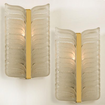 Frosted Glass and Brass Leaf Wall Sconce by J. T. Kalmar for Kalmar, 1960s-VDW-2016907