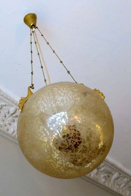 Frosted Glass and Brass Pendant Lamp from Doria Leuchten, 1970s-ED-1798999