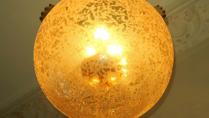 Frosted Glass and Brass Pendant Lamp from Doria Leuchten, 1970s-ED-1798999