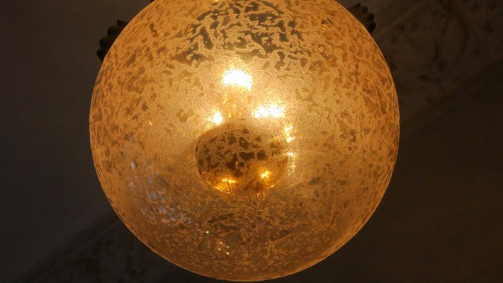 Frosted Glass and Brass Pendant Lamp from Doria Leuchten, 1970s-ED-1798999