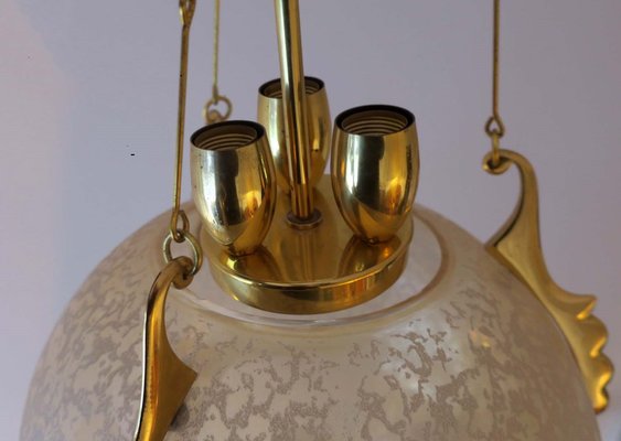 Frosted Glass and Brass Pendant Lamp from Doria Leuchten, 1970s-ED-1798999