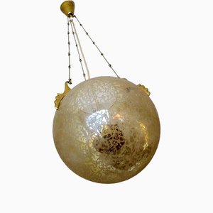 Frosted Glass and Brass Pendant Lamp from Doria Leuchten, 1970s-ED-1798999