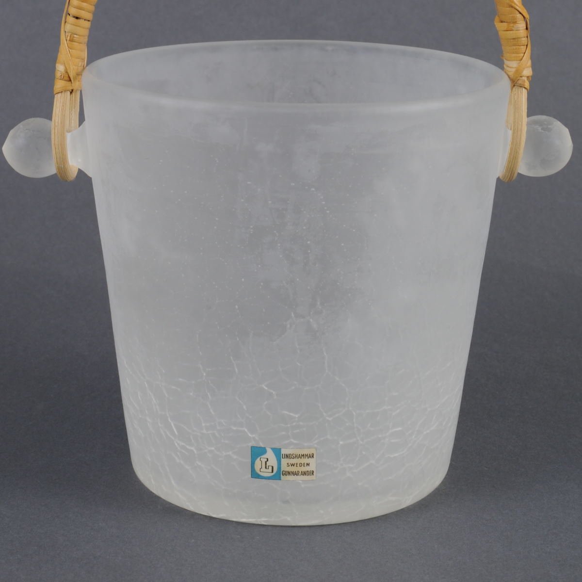 Frosted Glass Ice Bucket by Gunnar Ander for Lindshammar, 1960s