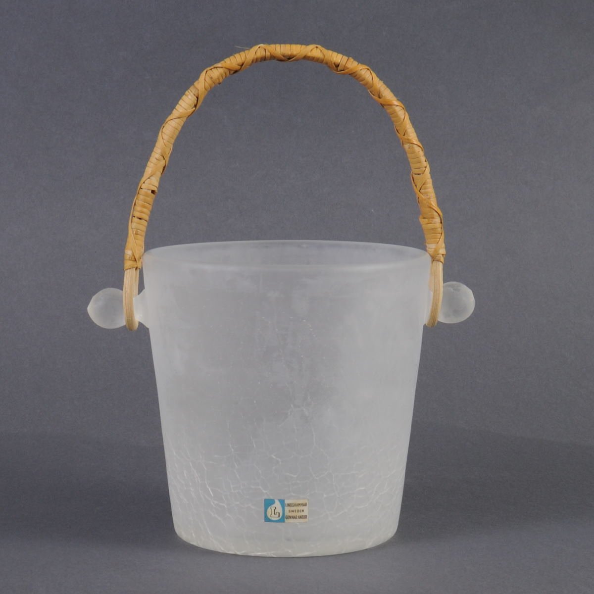 Frosted Glass Ice Bucket by Gunnar Ander for Lindshammar, 1960s