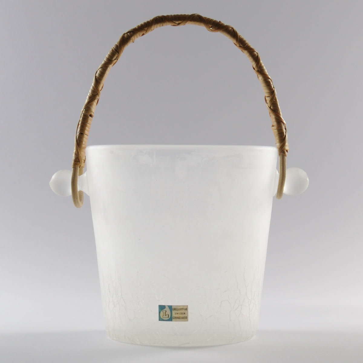 Frosted Glass Ice Bucket by Gunnar Ander for Lindshammar, 1960s