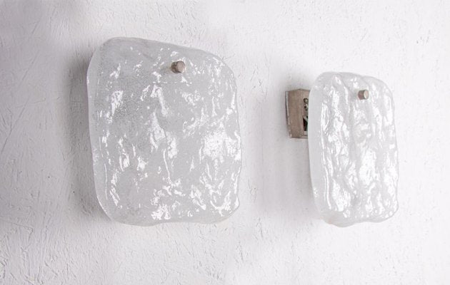 Frosted Glass Panel Wall Lights by J. T. Kalmar, Austria, 1960s, Set of 2-DEK-949876