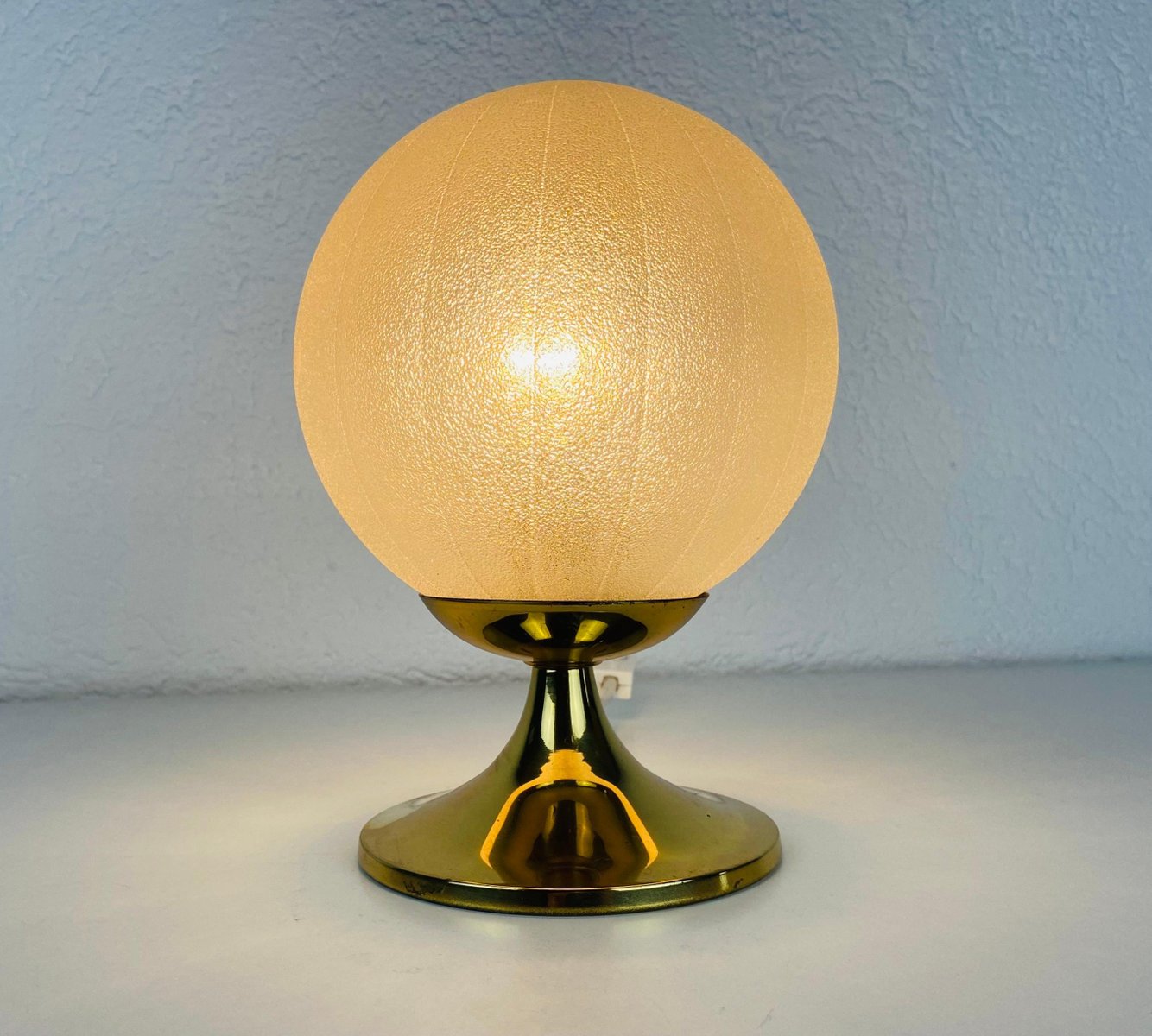 Frosted Ice Glass and Brass Table Lamp from Doria Leuchten, 1970s