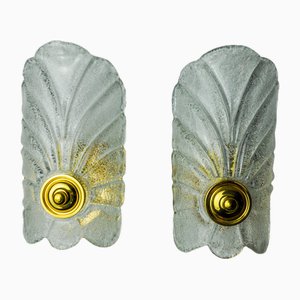 Frosted Leaf Sconces in Murano Glass, Italy, 1970, Set of 2-EJE-1686650