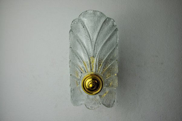 Frosted Leaf Wall Lamp, Murano Glass, Italy, 1970-EJE-1686657