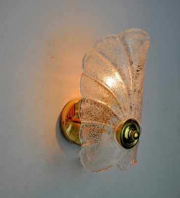 Frosted Leaf Wall Lamp, Murano Glass, Italy, 1970-EJE-1686657