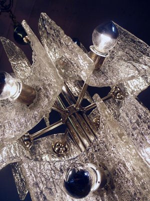 Frosted Murano Glass and Chrome Chandelier from Kaiser Leuchten, Germany, 1960-DEK-1122871