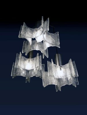 Frosted Murano Glass and Chrome Chandelier from Kaiser Leuchten, Germany, 1960-DEK-1122871