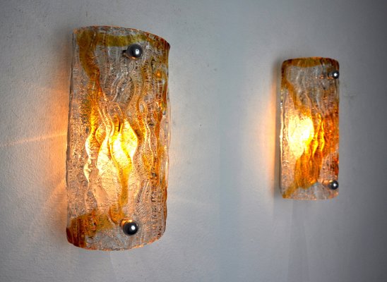 Frosted Murano Glass Sconces from Mazzega, Italy, 1960s, Set of 2-EJE-1373509