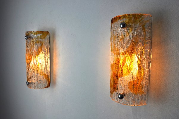 Frosted Murano Glass Sconces from Mazzega, Italy, 1960s, Set of 2-EJE-1373509