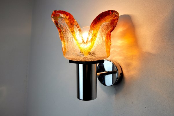 Frosted Murano Glass Wall Lamp from Mazzega, Italy, 1960s-EJE-1373518