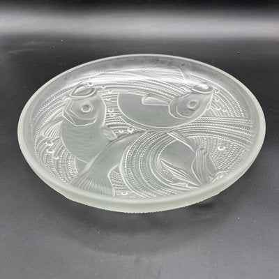 Frosted Pressed Glass Cup with Carp Fish Decoration by Pierre Davesn, 1930s-XOM-2036090