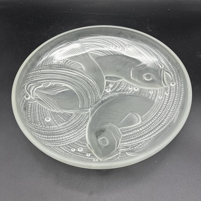 Frosted Pressed Glass Cup with Carp Fish Decoration by Pierre Davesn, 1930s-XOM-2036090