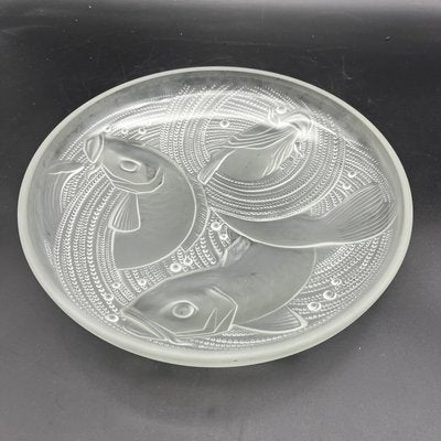 Frosted Pressed Glass Cup with Carp Fish Decoration by Pierre Davesn, 1930s-XOM-2036090