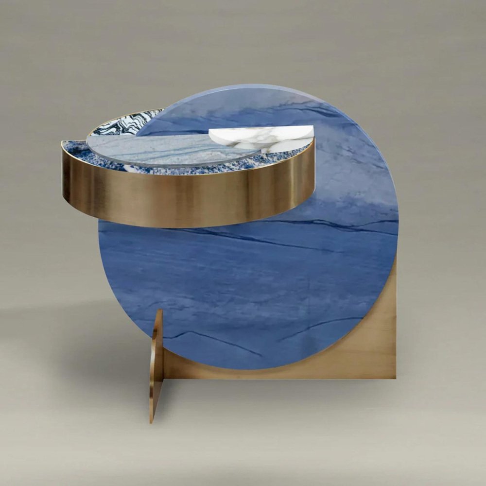 Full Moon Azul Side Table by Bohinc Studio