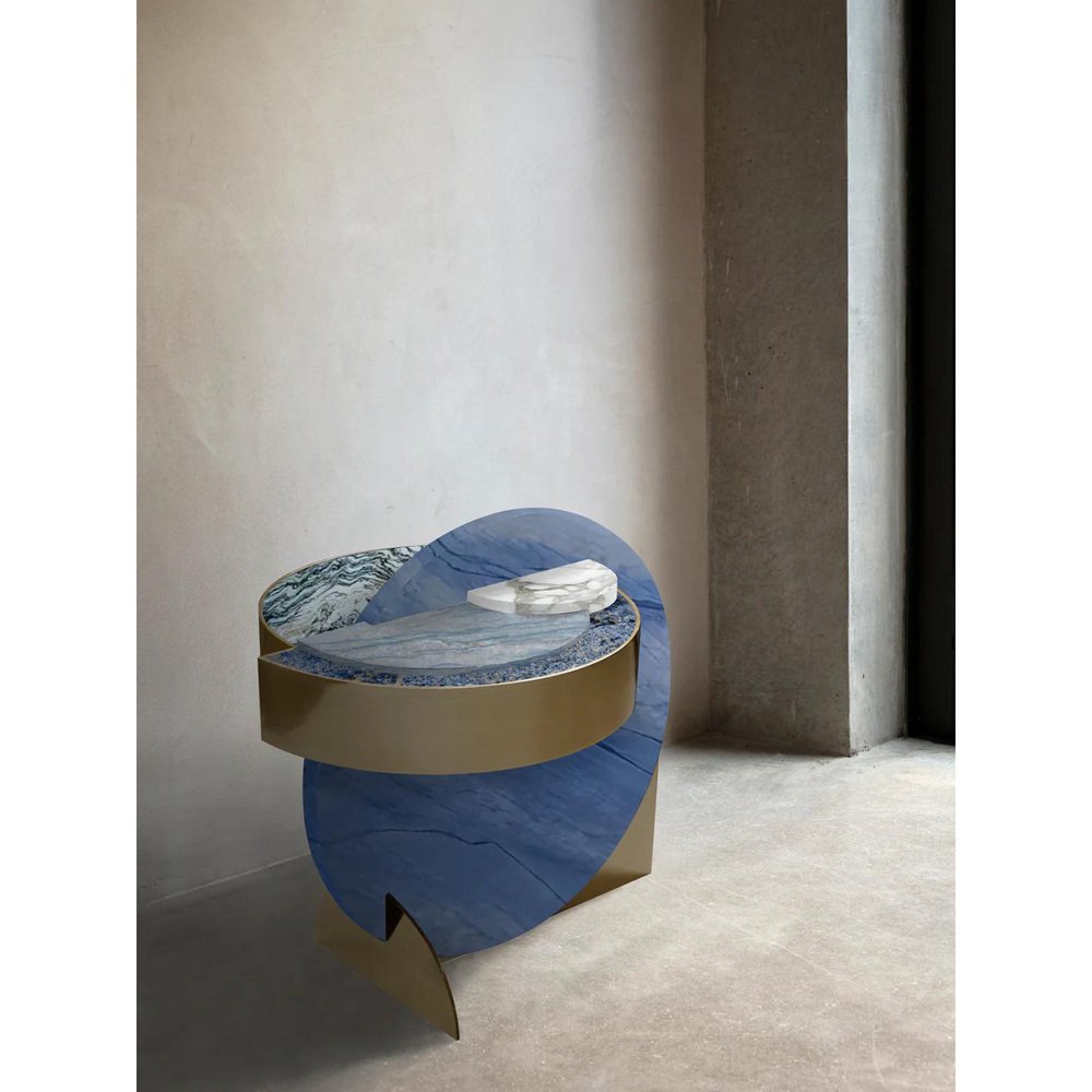 Full Moon Azul Side Table by Bohinc Studio