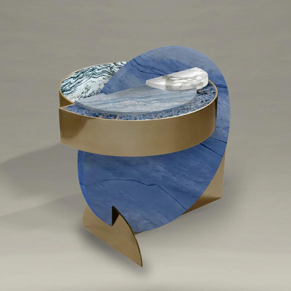 Full Moon Azul Side Table by Bohinc Studio