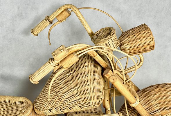 Full Size Wicker & Bamboo Harley Davidson Motorcycle attributed to Tom Dixon for Habitat, 1980s-ZCY-1768976