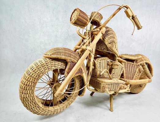 Full Size Wicker & Bamboo Harley Davidson Motorcycle attributed to Tom Dixon for Habitat, 1980s-ZCY-1768976