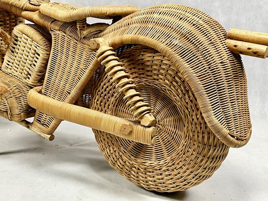 Full Size Wicker & Bamboo Harley Davidson Motorcycle attributed to Tom Dixon for Habitat, 1980s-ZCY-1768976