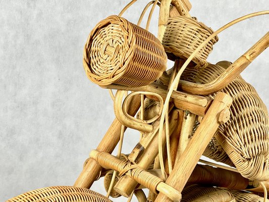 Full Size Wicker & Bamboo Harley Davidson Motorcycle attributed to Tom Dixon for Habitat, 1980s-ZCY-1768976