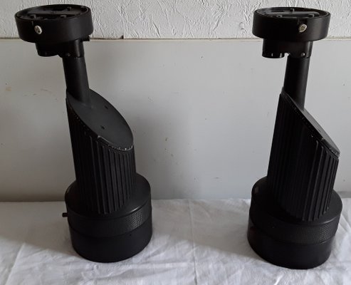 Fully Adjustable Gallery Spotlights in Black Lacquered Metal & Black Plastic from Erco, 1970s, Set of 2-HOI-1293318