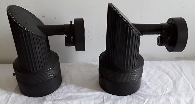 Fully Adjustable Gallery Spotlights in Black Lacquered Metal & Black Plastic from Erco, 1970s, Set of 2-HOI-1293318