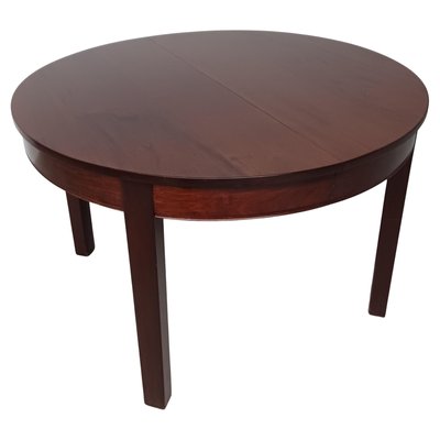 Fully Restored Danish Circular Mahogany Dining Table with Extension Leafs, 1940s-VVO-2000378