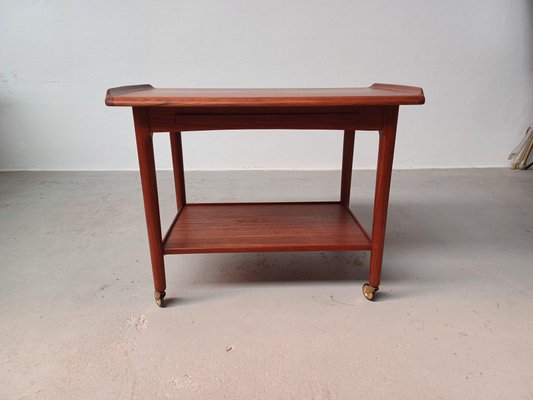 Fully Restored Danish Teak Bar Cart with Integrated Tray, 1960s-VVO-2010894