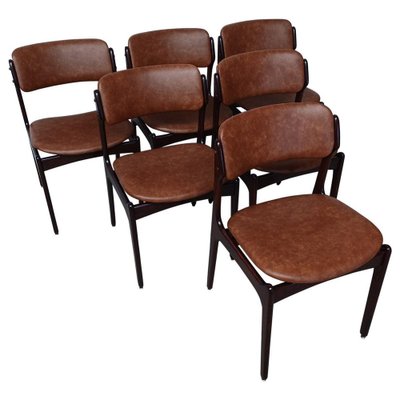 Fully Restored Dining Chairs in Tanned Oak Reupholstery, 1960s, Set of 6-VVO-1973892